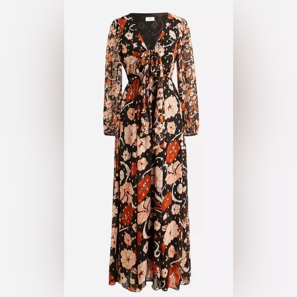 J. Crew Collection Tie-front Lurex Dress in Mixed Print Sz XS - Picture 1 of 10